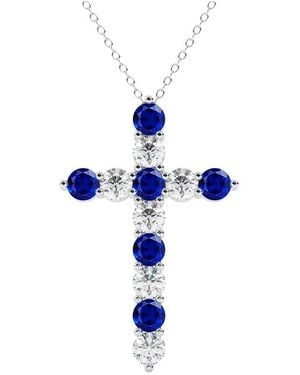 VOWE 14K 3.00 Ct. Tw. Lab-Grown Diamond & Lab-Grown Sapphire Pendant - Blue