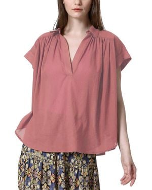 See U Soon Placket Drapey Top - Red
