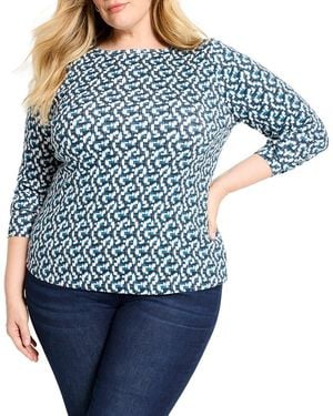 NIC+ZOE Plus Printed Boat T-Shirt - Blue