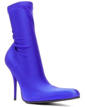 Balenciaga Denma Leather Bootie - Blue