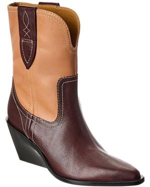 Free People Pitchfork Point Leather Western Boot - Brown