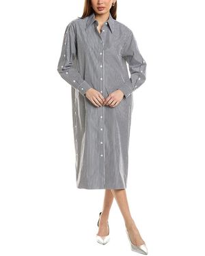 Lafayette 148 New York Button Sleeve Oversized Shirtdress - Grey