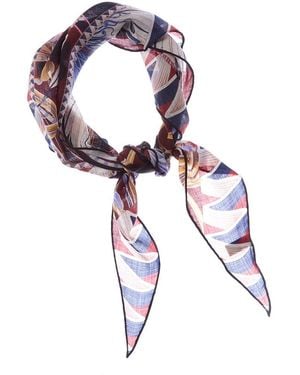 Ferragamo Flowers & Butterflies Wool Diamond Scarf - Blue