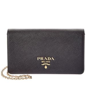 Prada Logo Saffiano Leather Crossbody - Grey