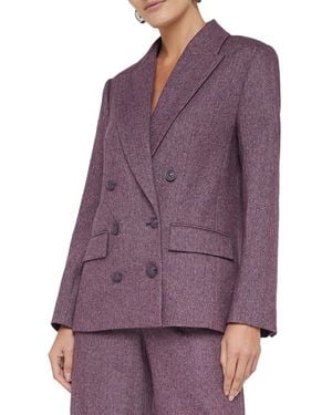 L'Agence Colin Double Breasted Wool Blazer - Purple