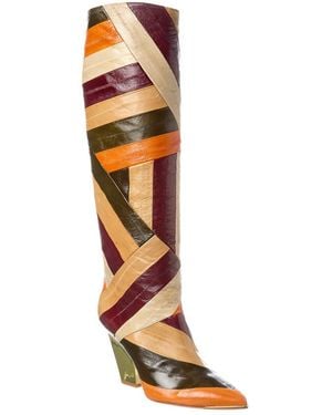 Tory Burch Lila Leather Knee-High Boot - White