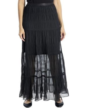 Max Studio Smocked Georgette Maxi Skirt - Black