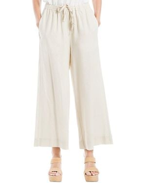 Max Studio Drawstring Crop Linen-Blend Pant - White