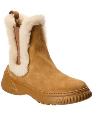 Dior D-Racer Suede & Shearling Boot - Brown