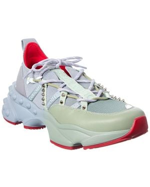 Christian Louboutin Logo Leather & Canvas Trainer - Blue