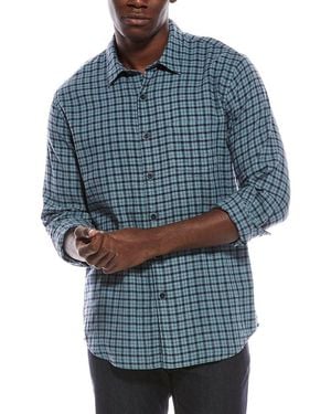 Vince Classic Check Linen-Blend Shirt - Blue