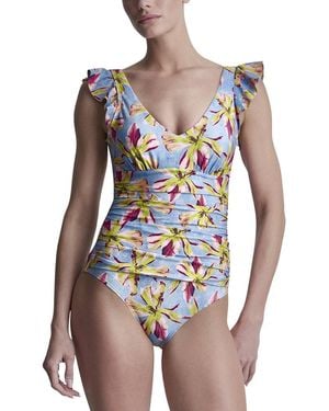 DKNY Ruffle Sleeve Swimsuit - Blue