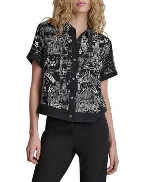 DKNY Printed Camp Shirt - Black