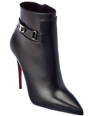 Christian Louboutin Leather Side-Zip Ankle Boots - Black