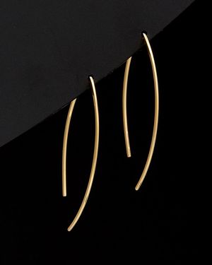 Italian Gold 14k Wishbone Threader Earrings - Black