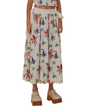 FARM Rio Bow Midi Skirt - Natural