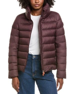 Save The Duck Eleonora Short Basic Funnel Neck Jacket - Red