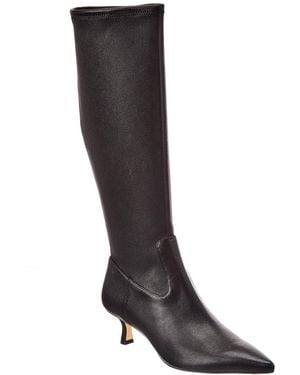 Stuart Weitzman Isla Zip Leather Knee-High Boot - Black