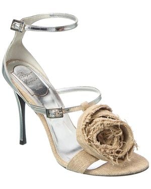 Roger Vivier Burlap & Leather Sandal - Metallic
