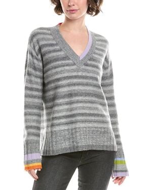 InCashmere Striped Wool & Cashmere -Blend Jumper - Grey