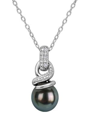 Rina Limor 0.04 Ct. Tw. Diamond & 8-8.5Mm Pearl Pendant Necklace - Metallic