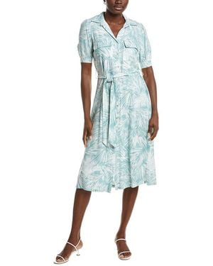 Nicole Miller Jade Linen-Blend Midi Dress - Blue
