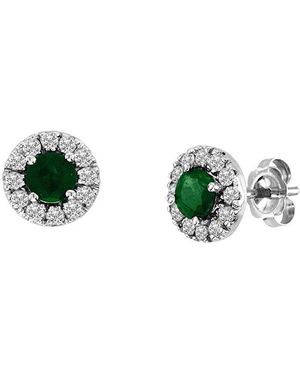 Diana M. Jewels Fine Jewellery 14k 0.88 Ct. Tw. Diamond & Sapphire Halo Earrings - Green