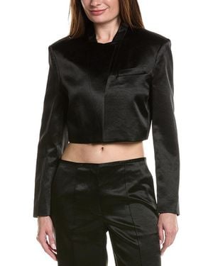 Helmut Lang Crop Textured Satin Blazer - Black