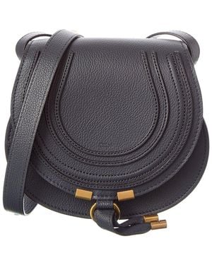 Chloé Marcie Small Leather Saddle Bag - Gray