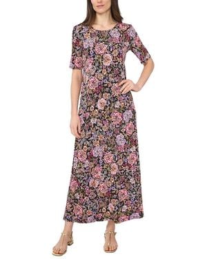 Vince Camuto 3/4 Sleeve Crew Neck Maxi Dress - Purple
