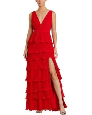 Mac Duggal Dnu Sleeveless Ruffle Tiered V Neck Gown