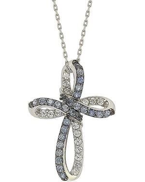 Suzy Levian 18k & Silver 0.92 Ct. Tw. Sapphire Cross Necklace - White