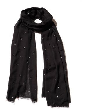 Blue Pacific Vintage Icon Musical Notes Cashmere-Blend Scarf - Black