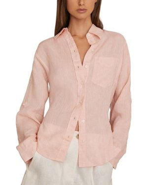 Reiss Leora Fitted Linen Shirt - Pink