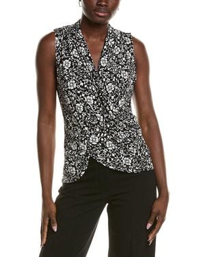 Vince Camuto Front Cross Over Wrap Tank Top - Black