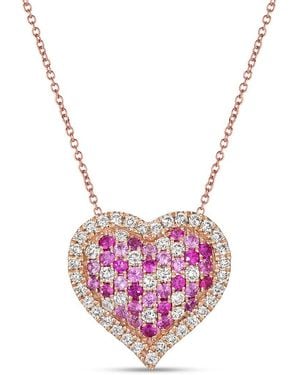 Le Vian Le Vian 14k Rose Gold 0.95 Ct. Tw. Diamond & Ruby Pink Sapphire Pendant Necklace
