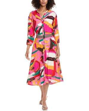 Pom Midi Shirtdress - Red