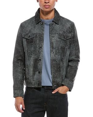 John Varvatos Andrew Leather Trucker Jacket - Gray