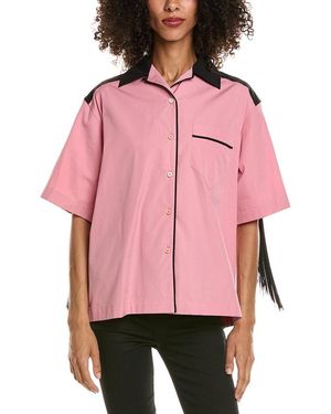 Prada Fringed Poplin Shirt - Red