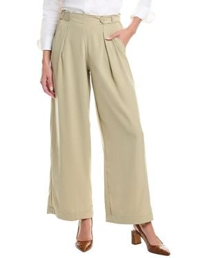 Max Studio Pleated Wide Leg Pant - Natural