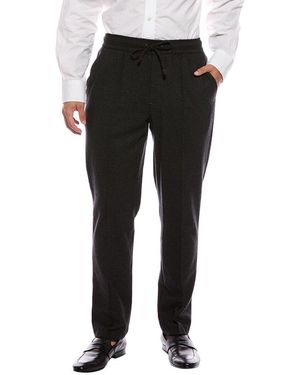 Isaia Drawstring Wool & Cashmere-Blend Trouser - Black
