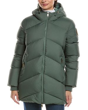 Scotch & Soda Fallon Boxy Inverted Chevron Quilted Coat - Green