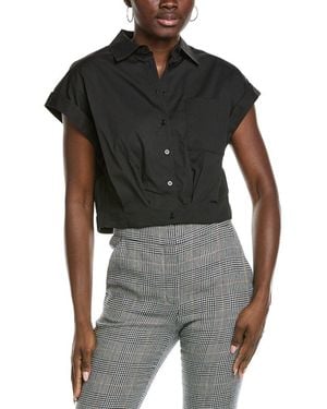 Kenneth Cole Cropped Short Sleeve Shirt - Black