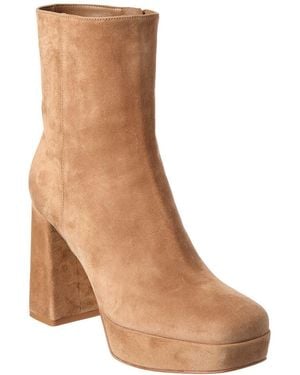 Gianvito Rossi Daisen 70 Suede Platform Bootie - Brown