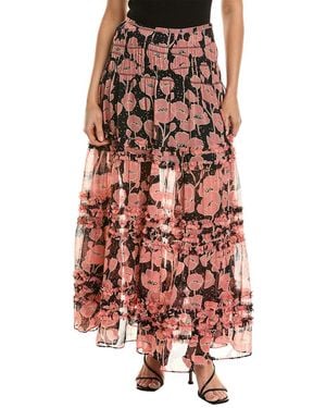Ted Baker Micro Ruffle Tiered Midi Skirt - Black