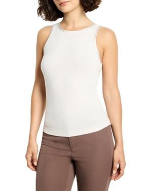 NIC+ZOE Trimmed Perfect Knit Ribbed Tank Top - White