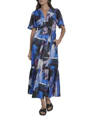 DKNY V-Neck Maxi Dress - Blue