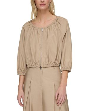 Lafayette 148 New York Zip Front Bubble Jacket - Natural