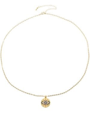 Eye Candy LA Luxe Collection Ashton Evil Eye Sterling Silver Chain Necklace With Brass Pendant - Natural