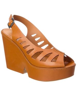 Robert Clergerie P/Diane Leather Slingback Platform Sandal - Brown